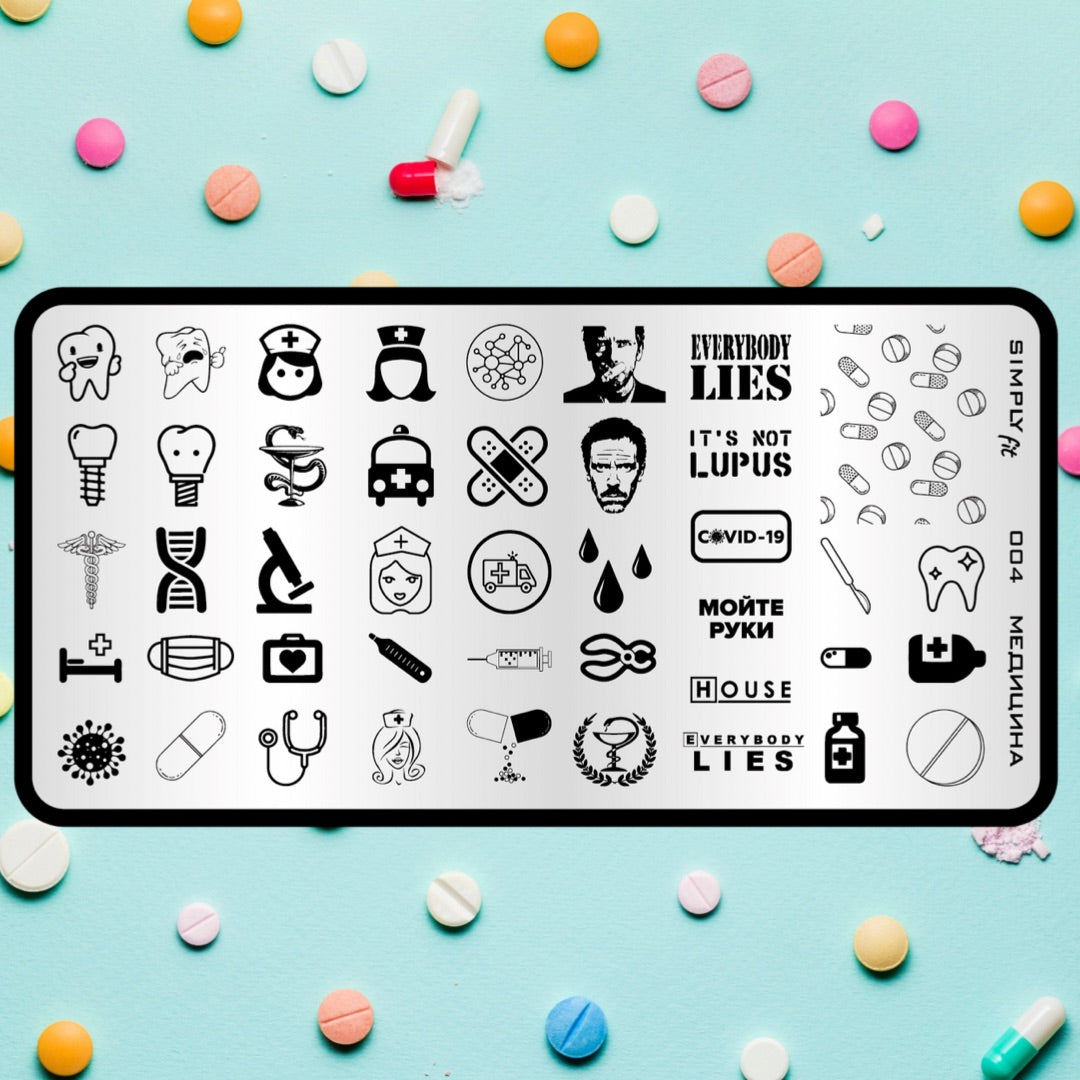 004 Stamping plate FIT “Medicine”, 2,4*4,8 in