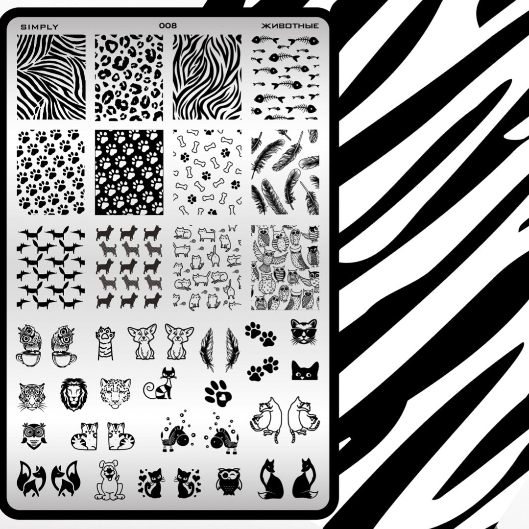 008 Stamping plate “Animals”, 3,6*5,9 in
