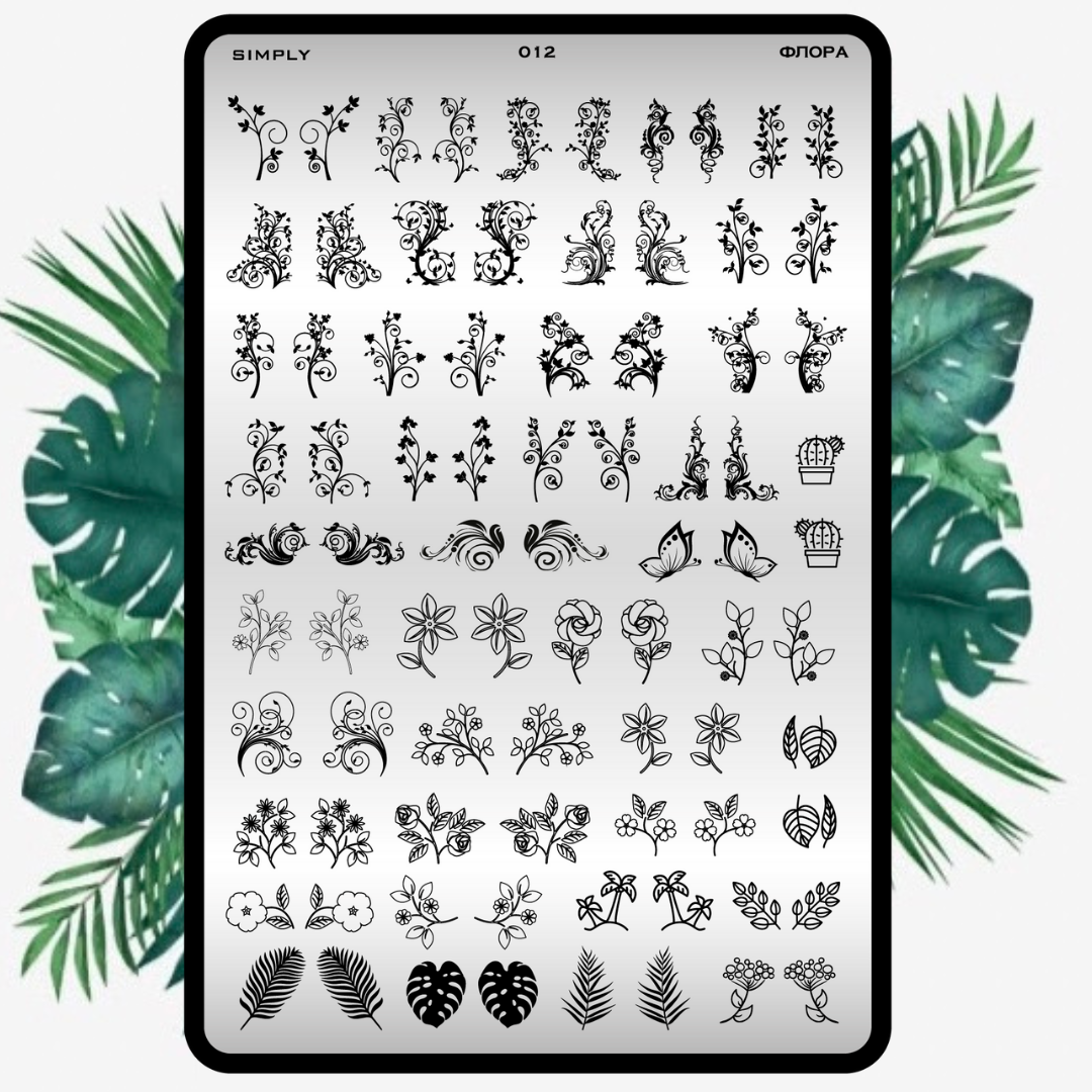 012 Stamping plate “Floral”, 3,6*5,9 in