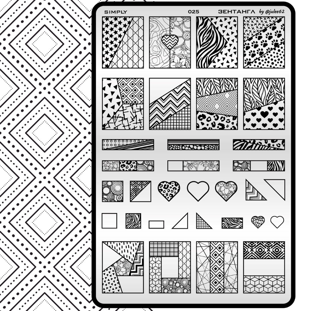 025 Stamping plate “Zentangle”, 3,6*5,9 in