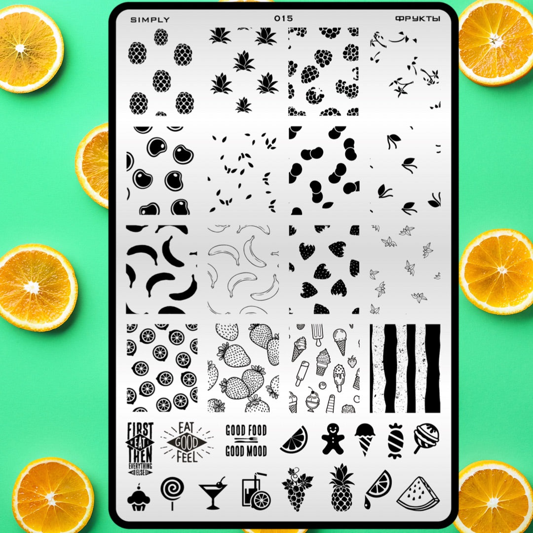 015 Stamping plate “Fruits”, 3,6*5,9 in