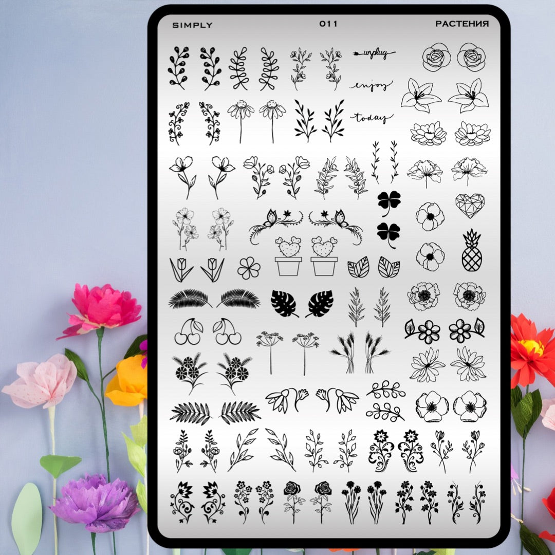 011 Stamping plate “Plants”, 3,6*5,9 in